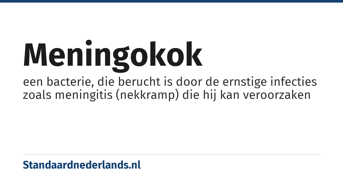 meningokok: een bacterie, die berucht is door de ernstige infecties zoals meningitis (nekkramp) die hij kan veroorzaken