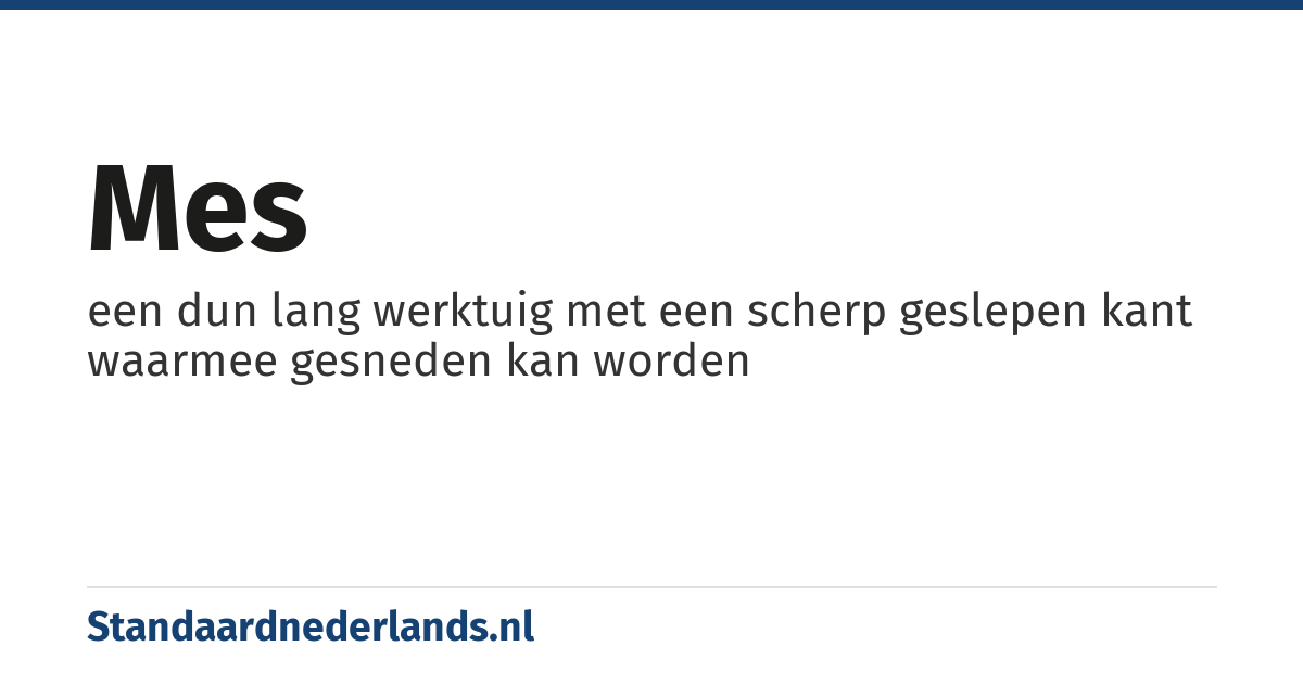 mes: een dun lang werktuig met een scherp geslepen kant waarmee gesneden kan worden