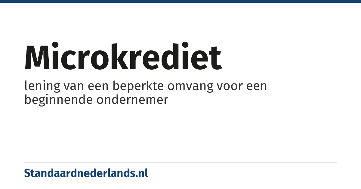 microkrediet: lening van een beperkte omvang voor een beginnende ondernemer