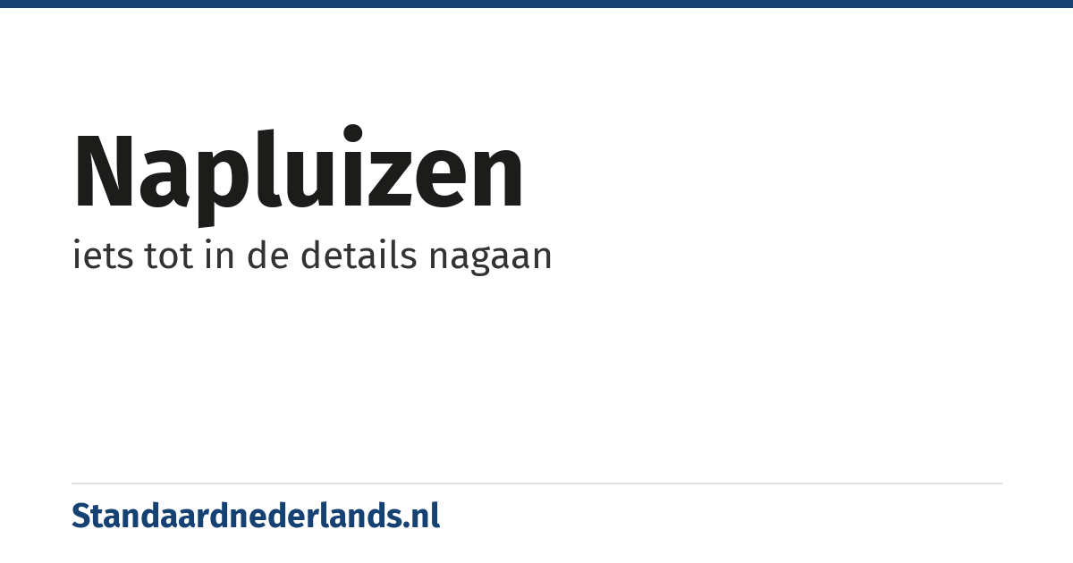 napluizen: iets tot in de details nagaan