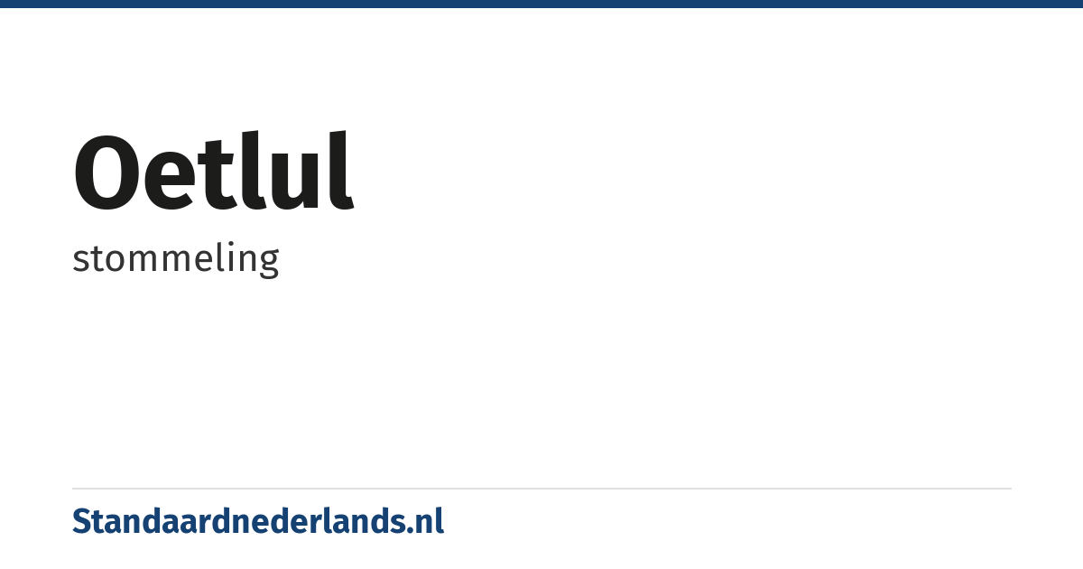 oetlul: stommeling