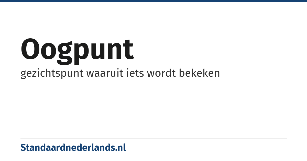 oogpunt: gezichtspunt waaruit iets wordt bekeken