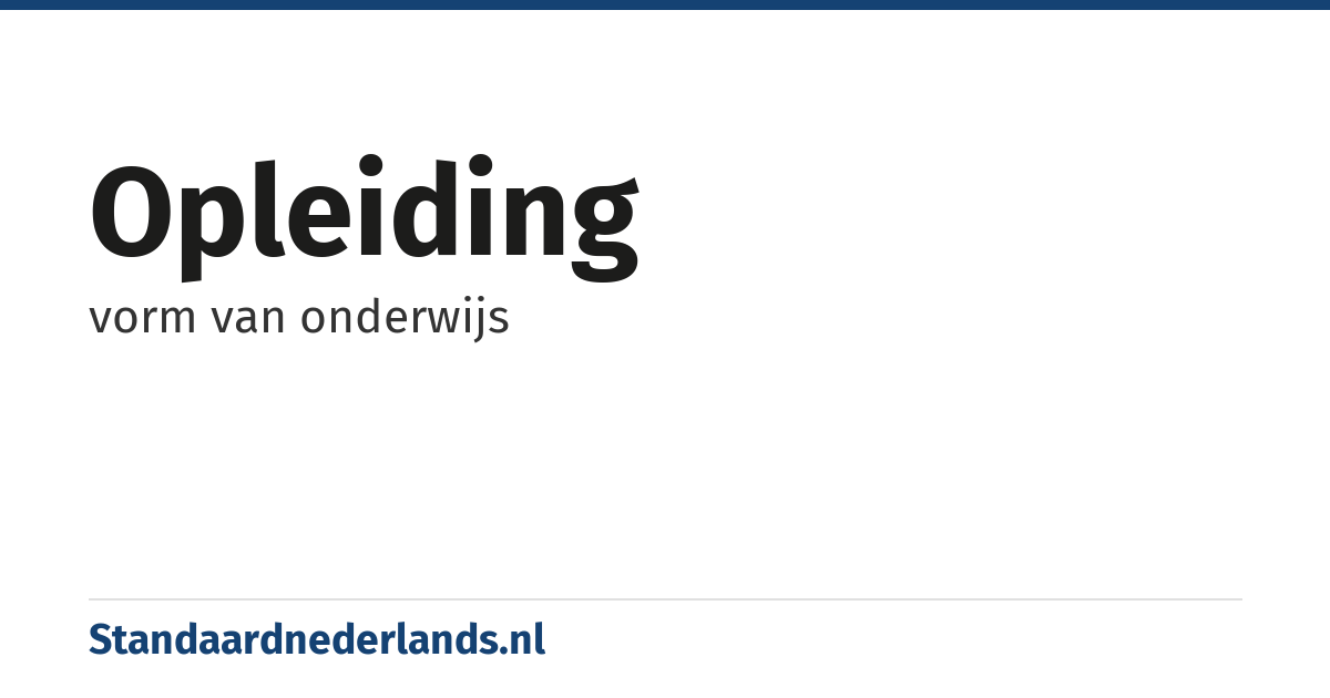 opleiding: vorm van onderwijs