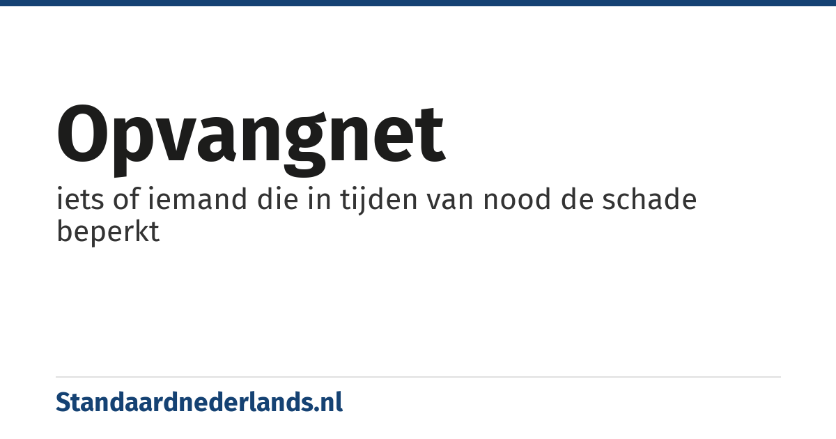 opvangnet: iets of iemand die in tijden van nood de schade beperkt