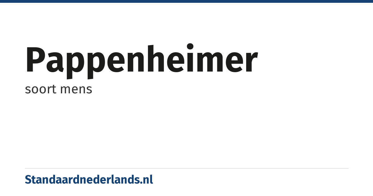 pappenheimer: soort mens