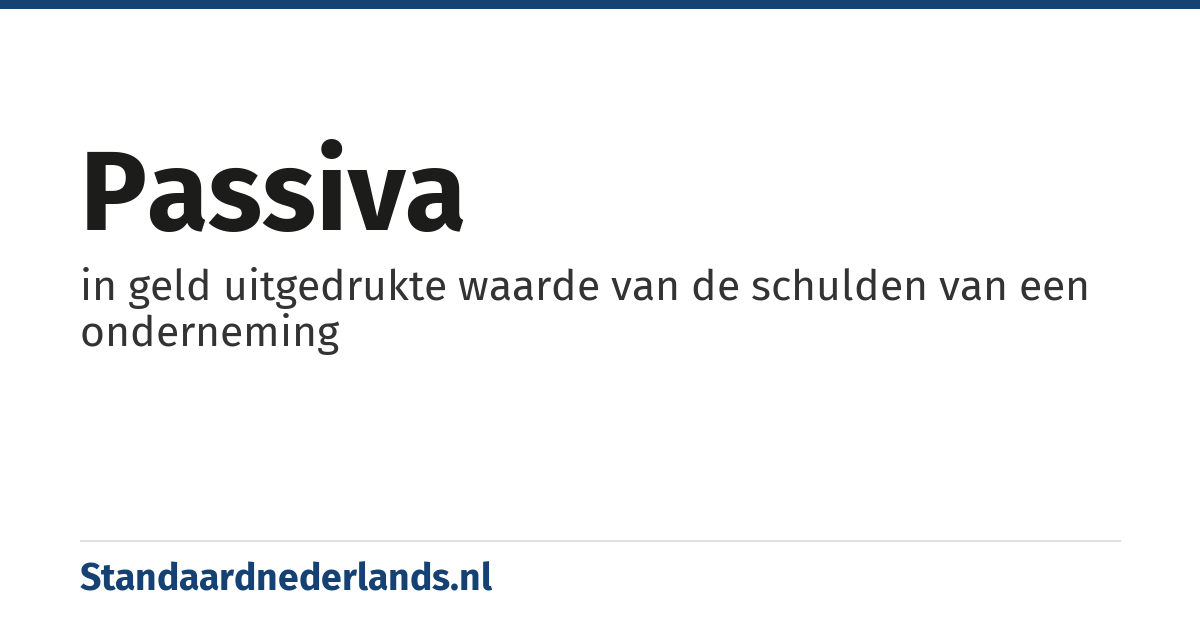 passiva: in geld uitgedrukte waarde van de schulden van een onderneming