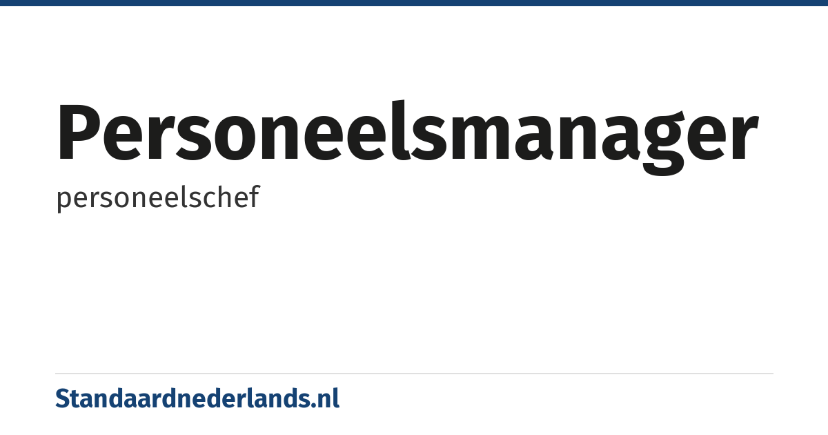 personeelsmanager: personeelschef