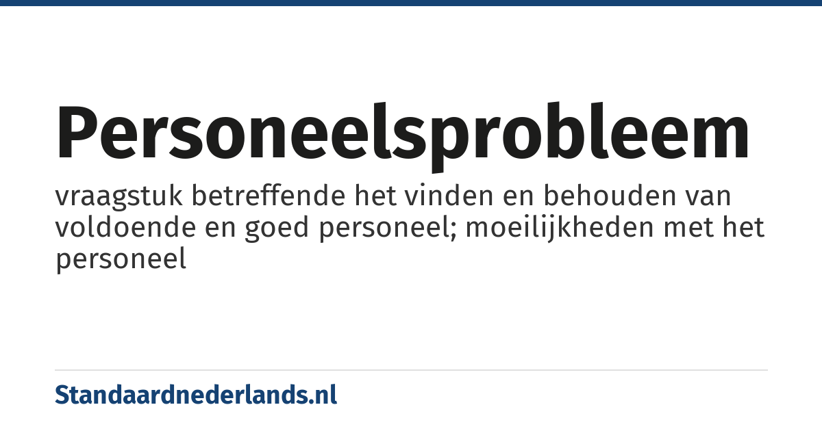 personeelsprobleem: vraagstuk betreffende het vinden en behouden van voldoende en goed personeel; moeilijkheden met het personeel