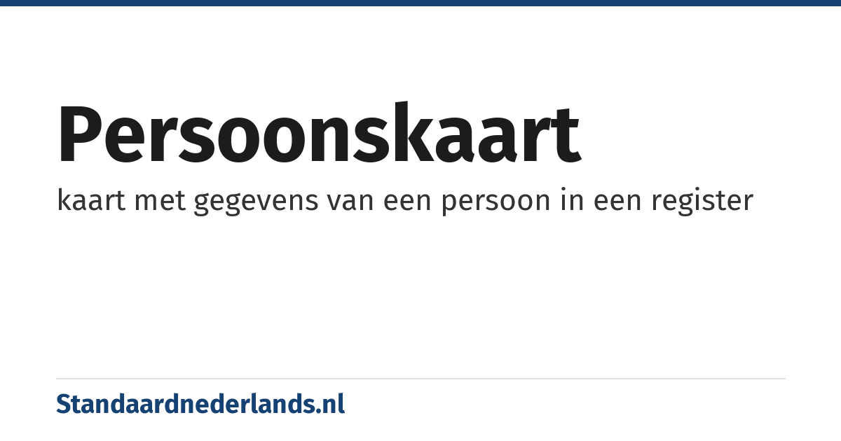 persoonskaart: kaart met gegevens van een persoon in een register