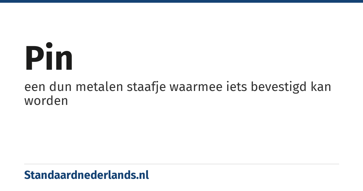pin: een dun metalen staafje waarmee iets bevestigd kan worden