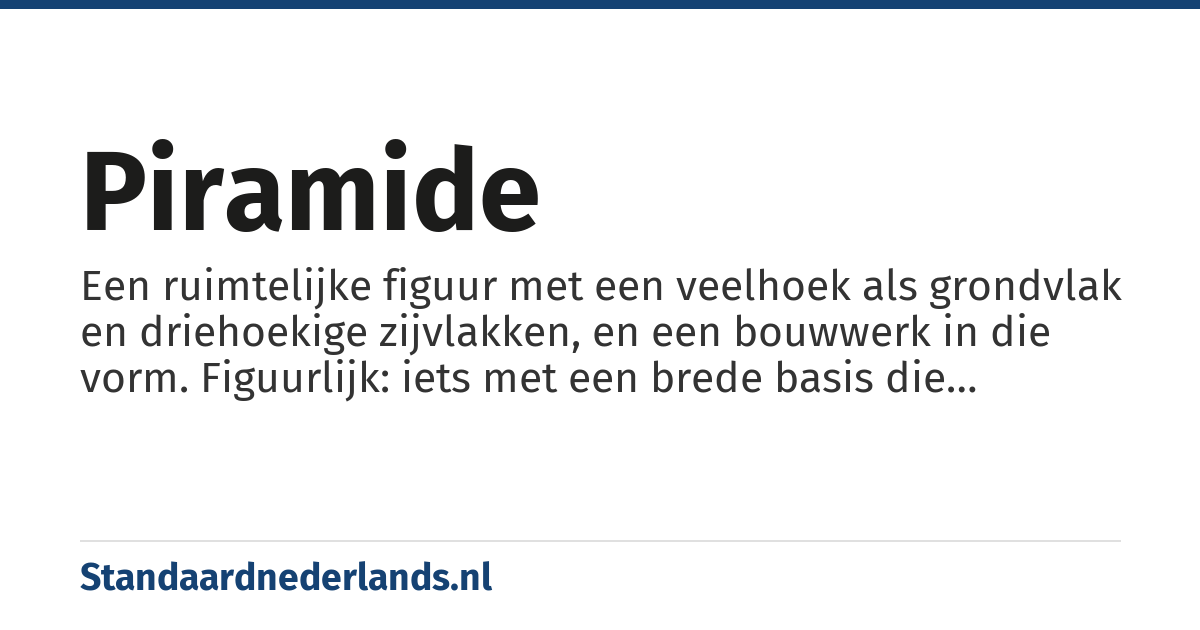 piramide: ruimtelijke figuur, bestaande uit een veelhoek als grondvlak en driehoekige zijvlakken
