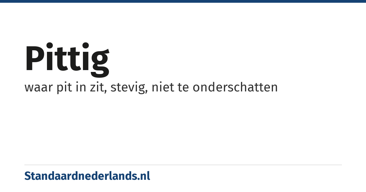 pittig: waar pit in zit, stevig, niet te onderschatten