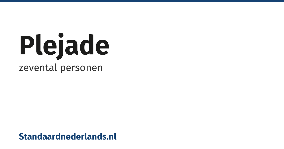 plejade: zevental personen
