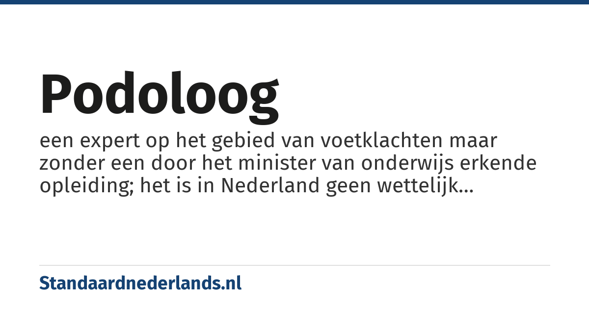 podoloog: een expert op het gebied van voetklachten maar zonder een door het minister van onderwijs erkende opleiding; het is in Nederland geen wettelijk beschermde titel