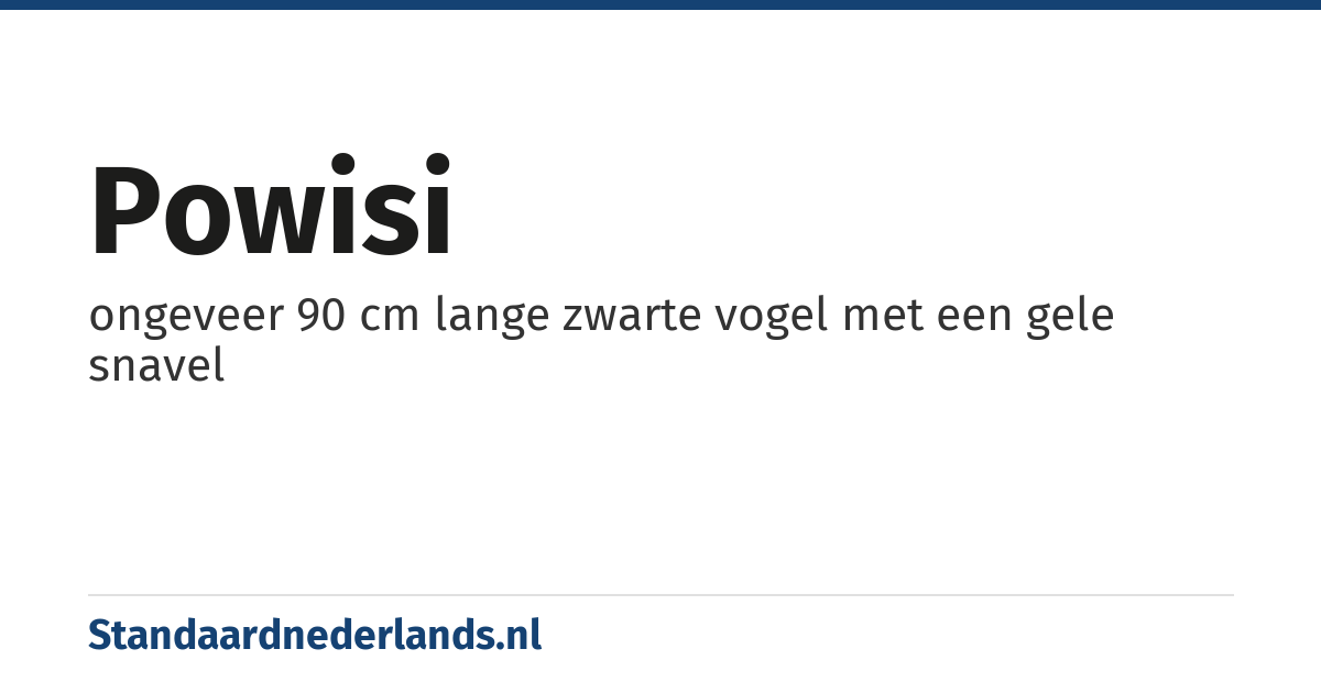 powisi: ongeveer 90 cm lange zwarte vogel met een gele snavel