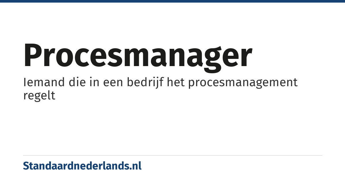 procesmanager: Iemand die in een bedrijf het procesmanagement regelt