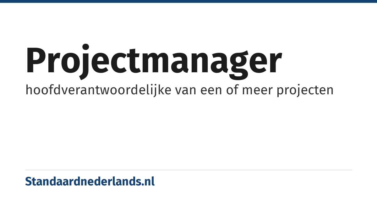 projectmanager: hoofdverantwoordelijke van een of meer projecten