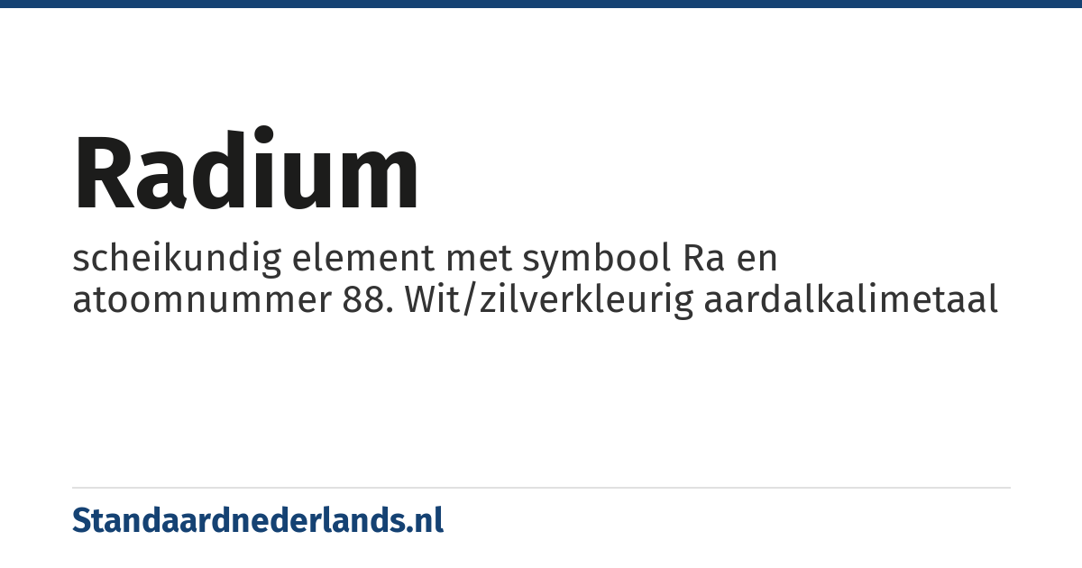 radium: scheikundig element met symbool Ra en atoomnummer 88. Wit/zilverkleurig aardalkalimetaal