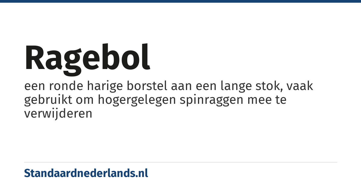 ragebol: een ronde harige borstel aan een lange stok, vaak gebruikt om hogergelegen spinraggen mee te verwijderen