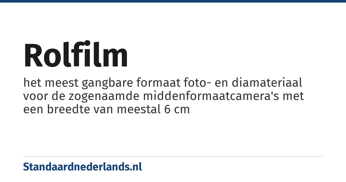 rolfilm: het meest gangbare formaat foto- en diamateriaal voor de zogenaamde middenformaatcamera's met een breedte van meestal 6 cm