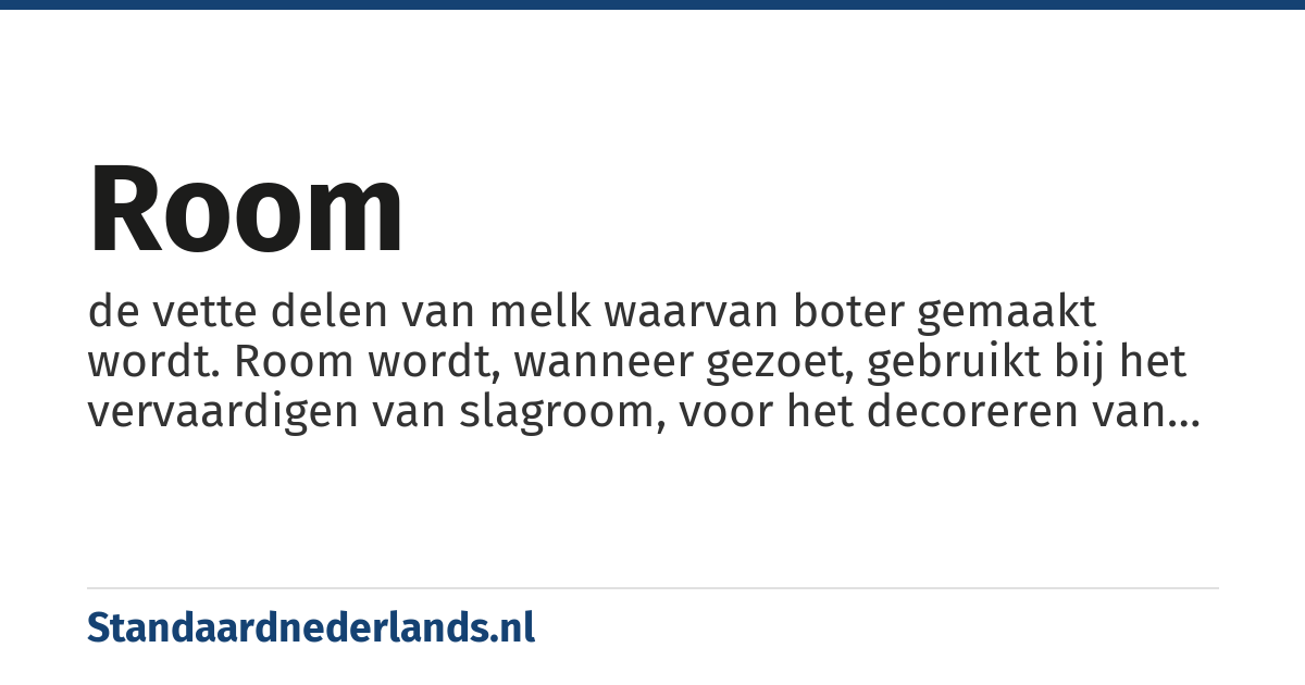 room: de vette delen van melk waarvan boter gemaakt wordt. Room wordt, wanneer gezoet, gebruikt bij het vervaardigen van slagroom, voor het decoreren van gebak en bij het vullen van bonbons