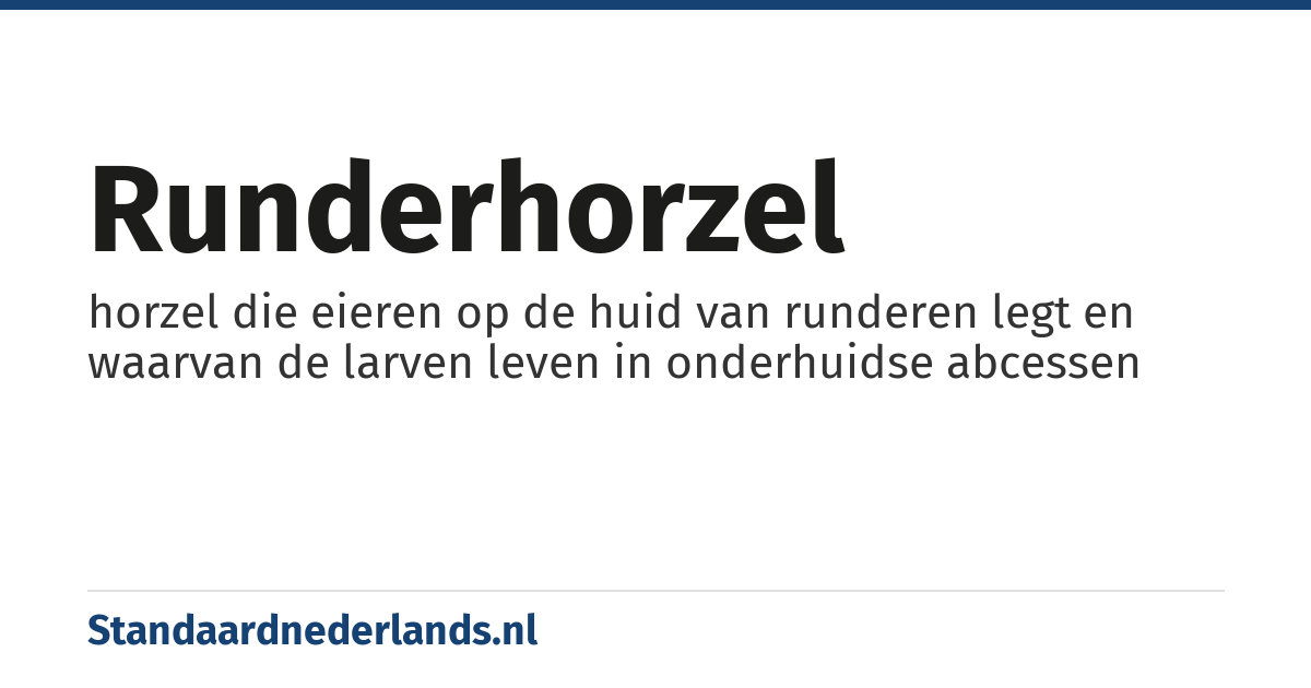 runderhorzel: horzel die eieren op de huid van runderen legt en waarvan de larven leven in onderhuidse abcessen