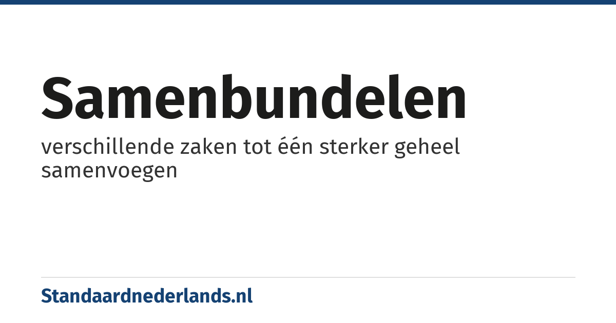 samenbundelen: verschillende zaken tot één sterker geheel samenvoegen