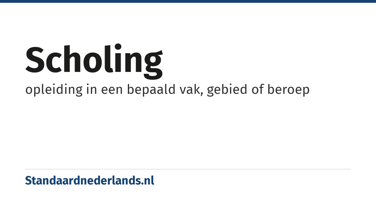 scholing: opleiding in een bepaald vak, gebied of beroep