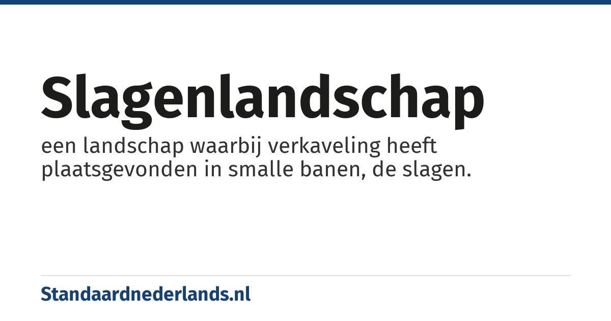 slagenlandschap: een landschap waarbij verkaveling heeft plaatsgevonden in smalle banen, de slagen.