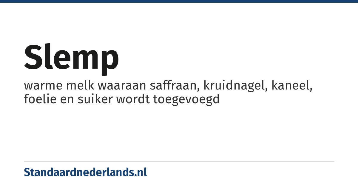 slemp: warme melk waaraan saffraan, kruidnagel, kaneel, foelie en suiker wordt toegevoegd