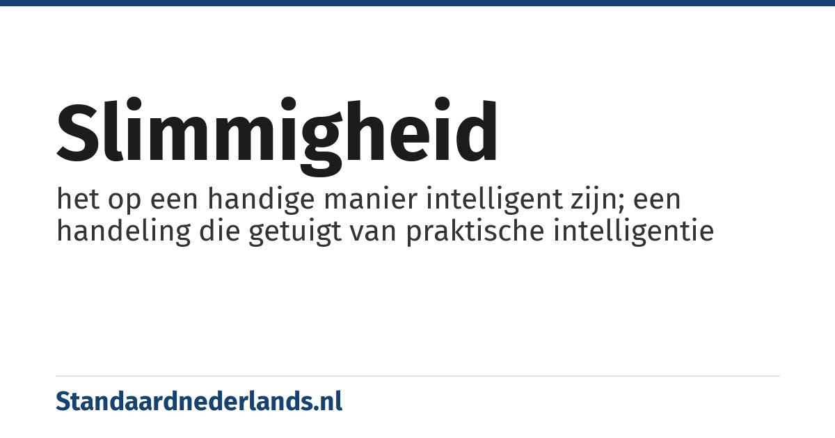 slimmigheid: het op een handige manier intelligent zijn; een handeling die getuigt van praktische intelligentie