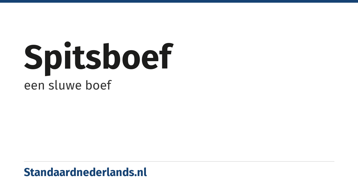 spitsboef: een sluwe boef