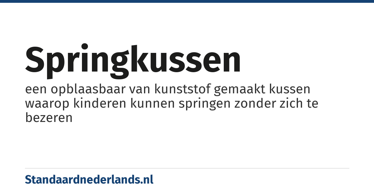 springkussen: een opblaasbaar van kunststof gemaakt kussen waarop kinderen kunnen springen zonder zich te bezeren