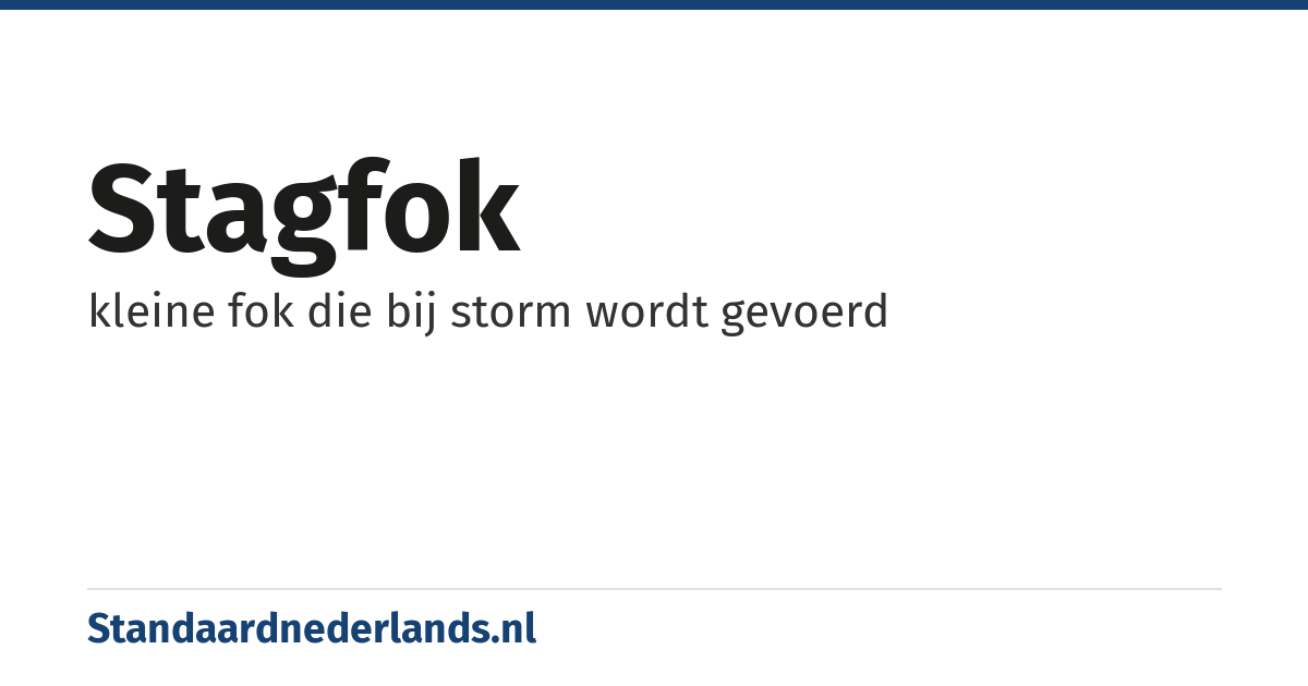stagfok: kleine fok die bij storm wordt gevoerd