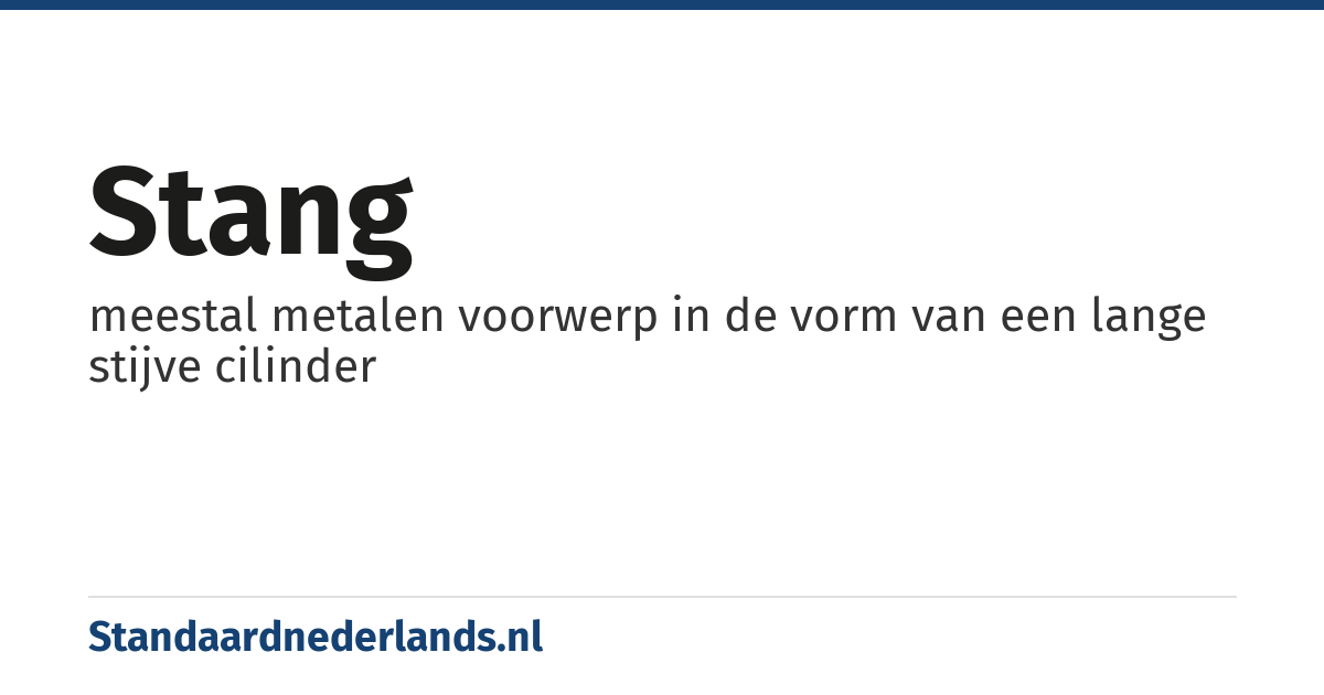 stang: meestal metalen voorwerp in de vorm van een lange stijve cilinder