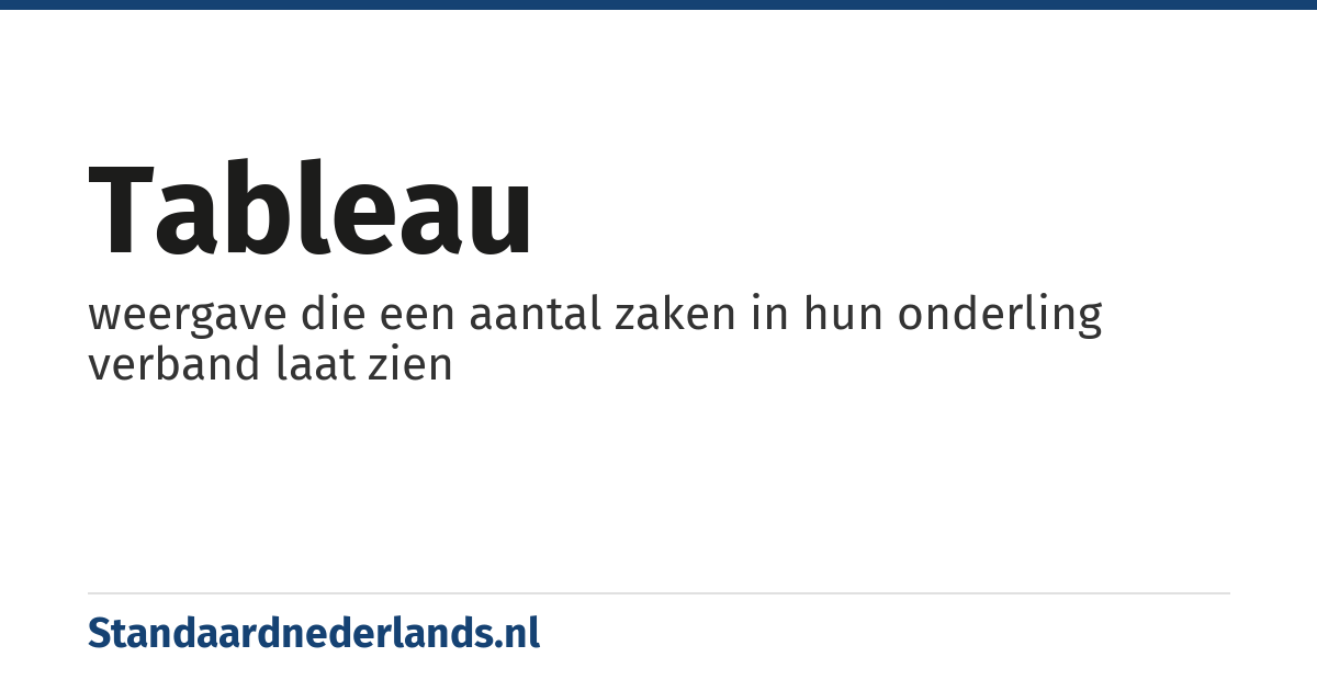 tableau: weergave die een aantal zaken in hun onderling verband laat zien