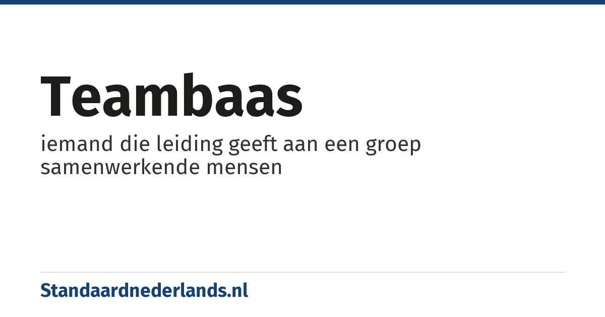 teambaas: iemand die leiding geeft aan een groep samenwerkende mensen