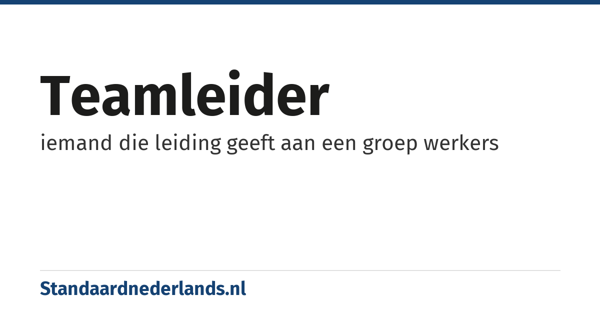teamleider: iemand die leiding geeft aan een groep werkers
