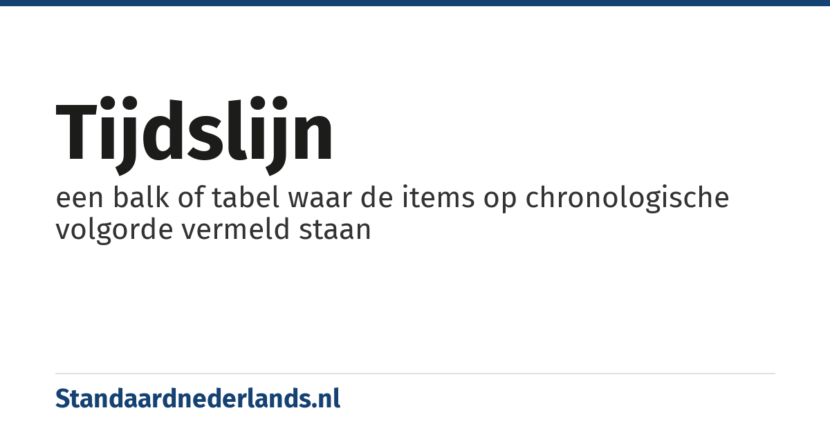 tijdslijn: een balk of tabel waar de items op chronologische volgorde vermeld staan