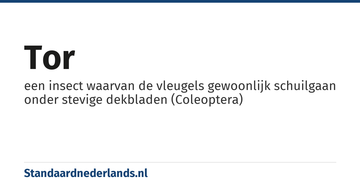 tor: een insect waarvan de vleugels gewoonlijk schuilgaan onder stevige dekbladen (Coleoptera)