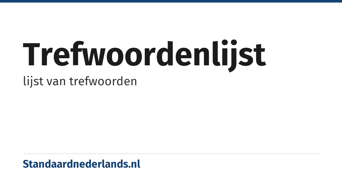 trefwoordenlijst: lijst van trefwoorden