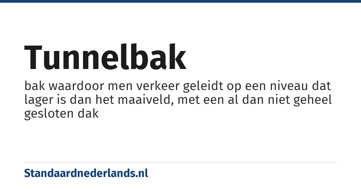 tunnelbak: bak waardoor men verkeer geleidt op een niveau dat lager is dan het maaiveld, met een al dan niet geheel gesloten dak
