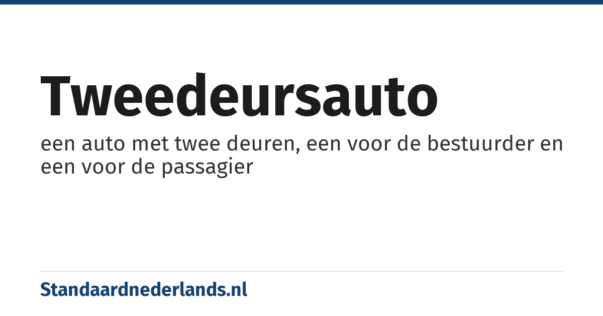 tweedeursauto: een auto met twee deuren, een voor de bestuurder en een voor de passagier