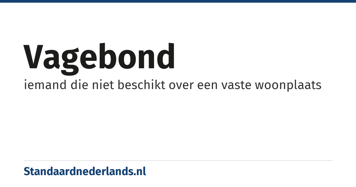 vagebond: iemand die niet beschikt over een vaste woonplaats