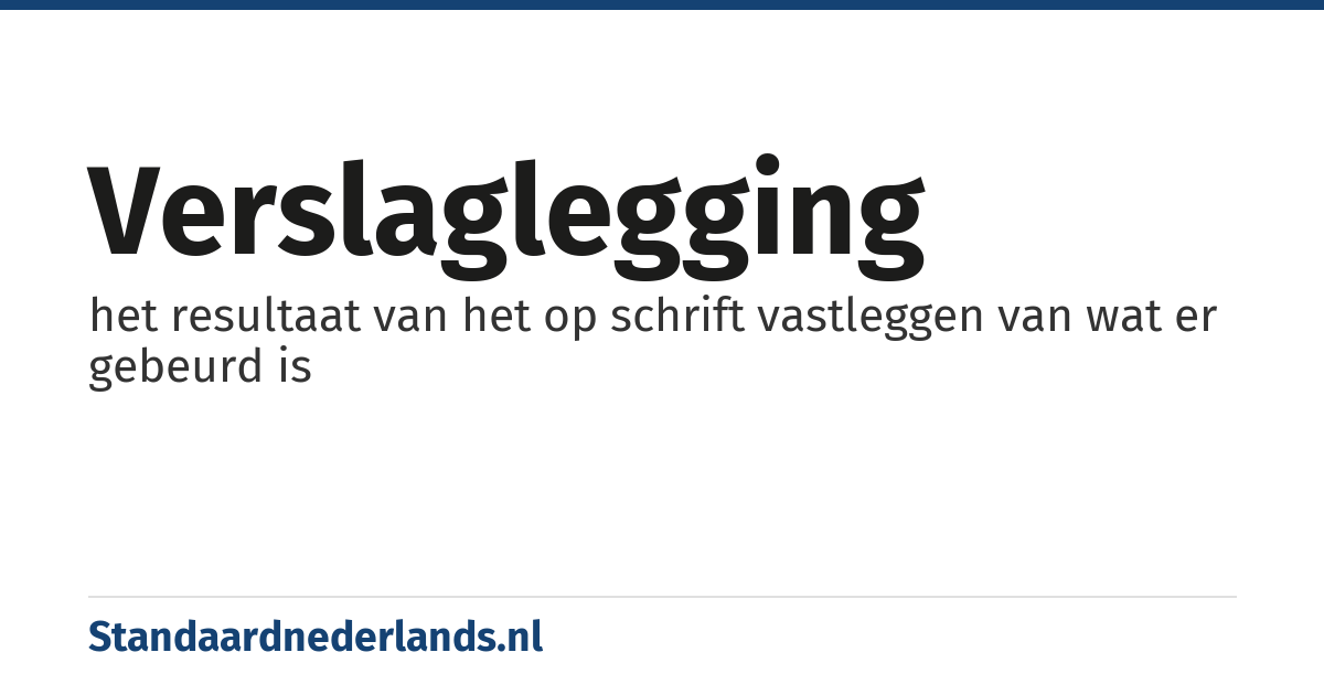 verslaglegging: het resultaat van het op schrift vastleggen van wat er gebeurd is