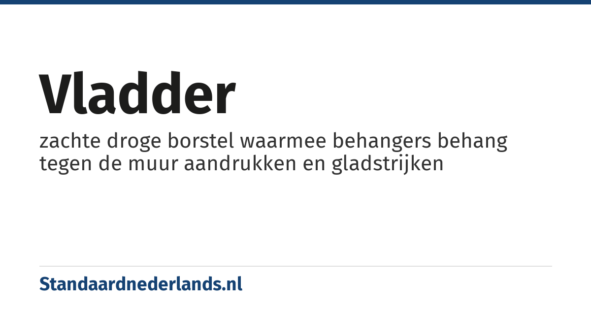 vladder: zachte droge borstel waarmee behangers behang tegen de muur aandrukken en gladstrijken