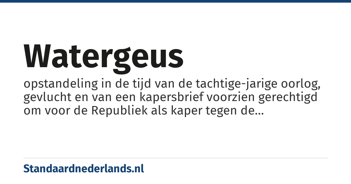 watergeus: opstandeling in de tijd van de tachtige-jarige oorlog, gevlucht en van een kapersbrief voorzien gerechtigd om voor de Republiek als kaper tegen de Spanjaarden te vechten