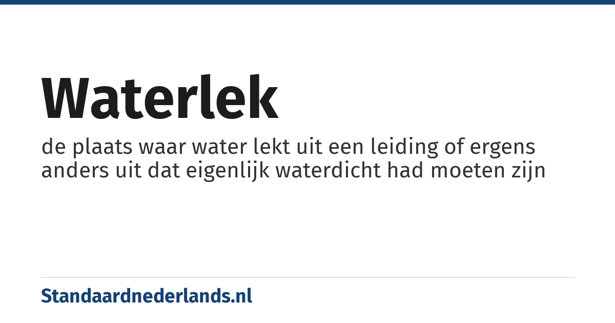 waterlek: de plaats waar water lekt uit een leiding of ergens anders uit dat eigenlijk waterdicht had moeten zijn