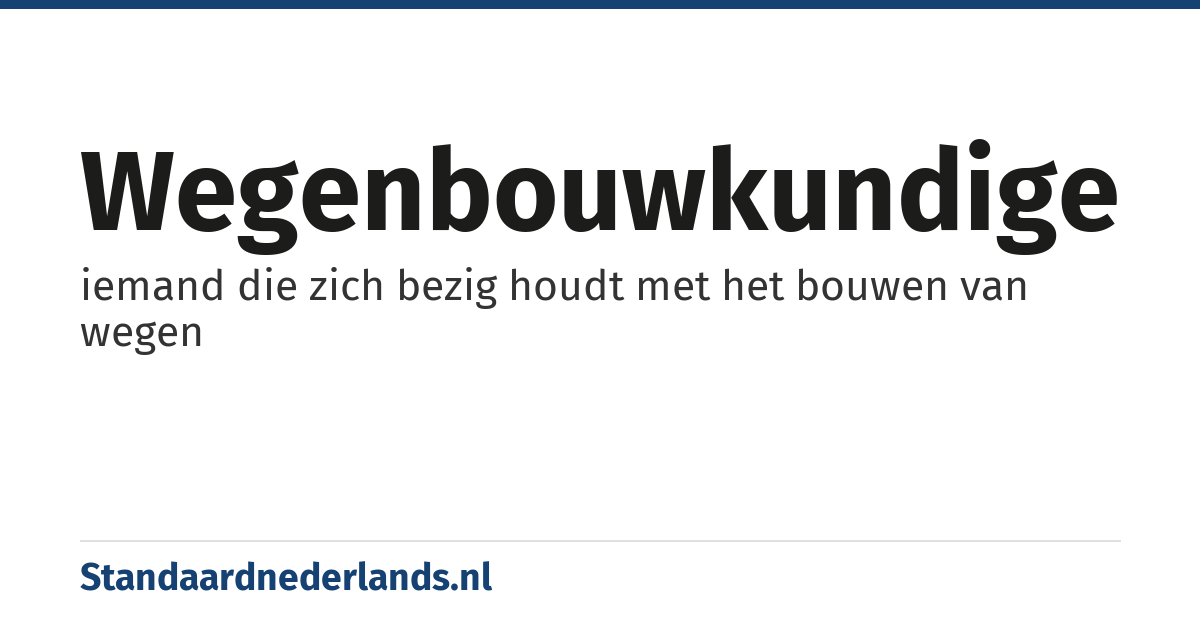 wegenbouwkundige: iemand die zich bezig houdt met het bouwen van wegen