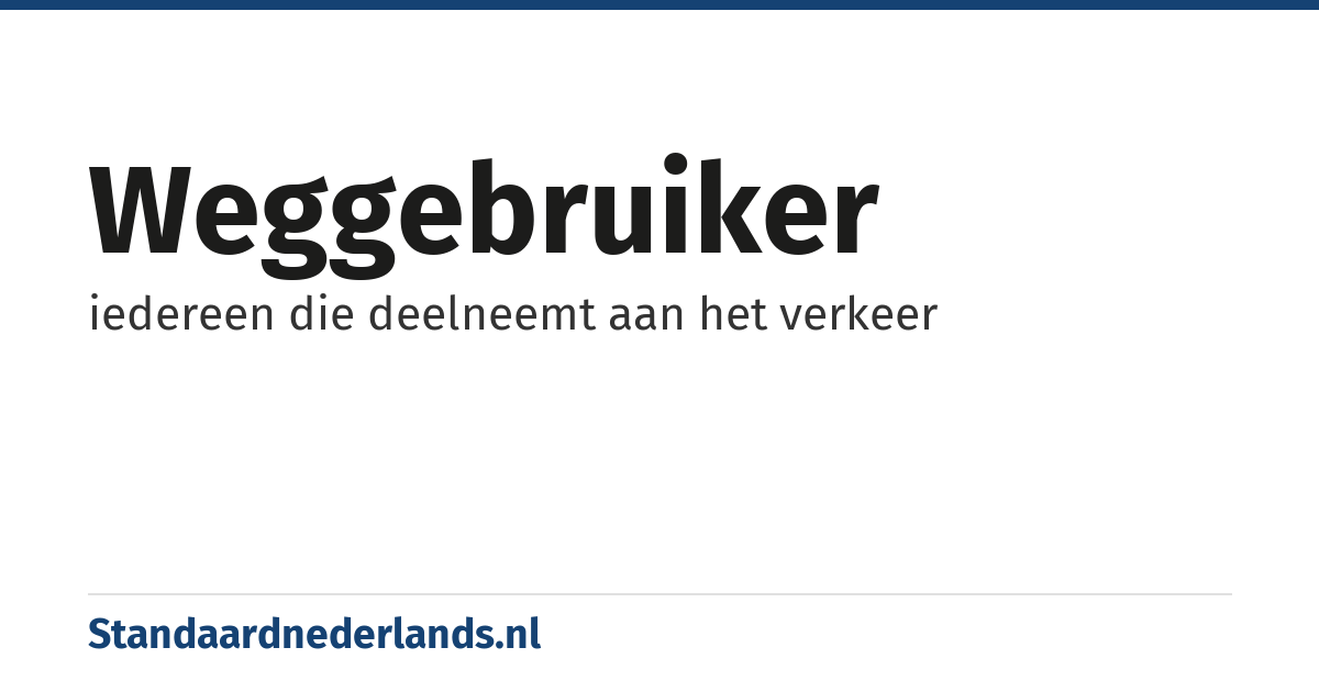 weggebruiker: iedereen die deelneemt aan het verkeer